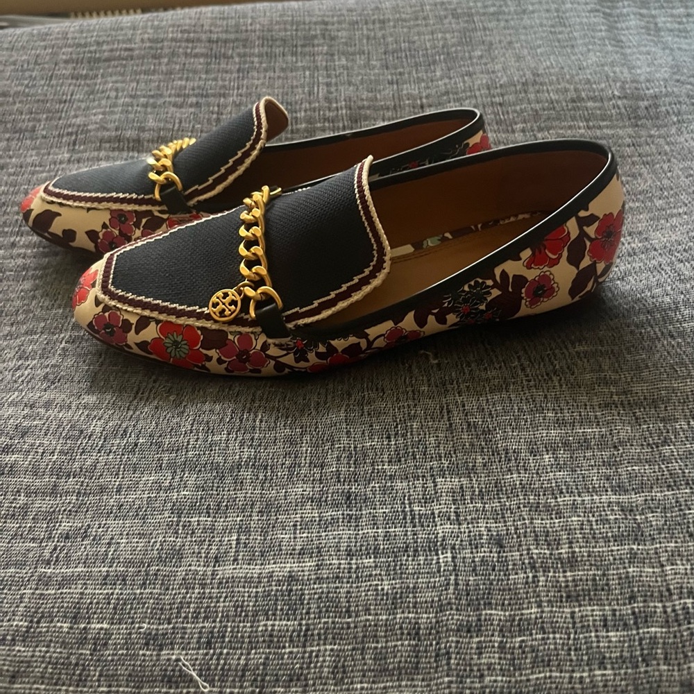 Tory Burch leather floral loafers